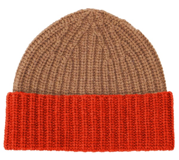 Mütze aus einer Merino-Mischung in Nuss / Orange