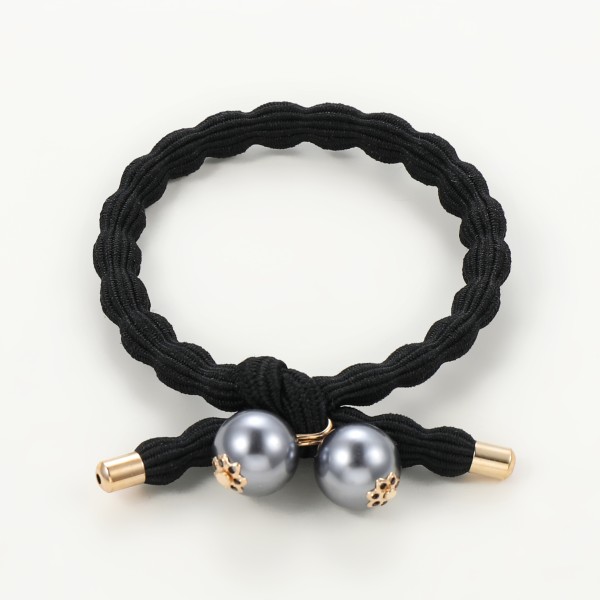 Haargummi /Armband mit Perle Schwarz