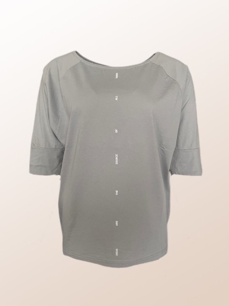 T-Shirt mit Raglan-Ärmel und vertikale Aufschrift in Grau