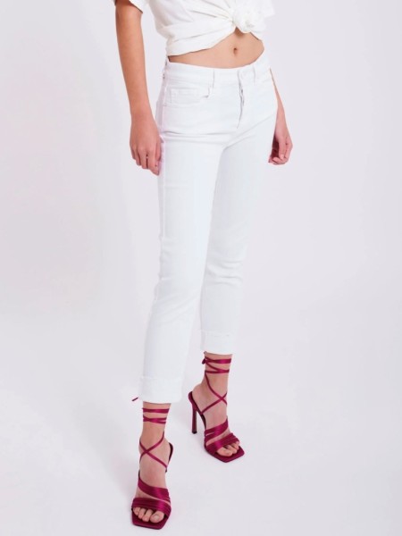 Skinny Jeans DAISY mit Aufschlag Weiß