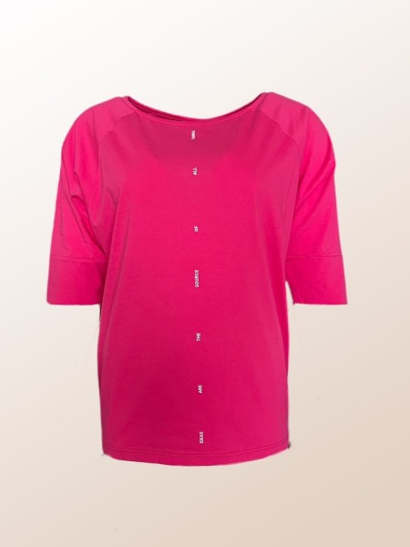 T-Shirt mit Raglan-Ärmel und vertikale Aufschrift in Fuchsia Gr. S