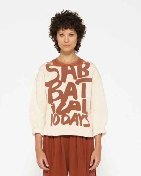 Sweatshirt mit Aufdruck "Sabbatical" Beige