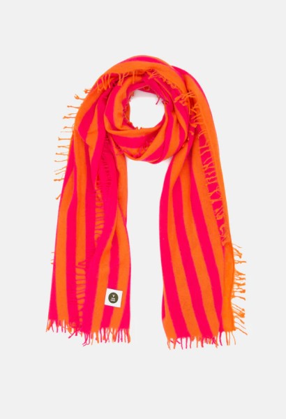 Cashmere Schal Streifen Pink mit Orange