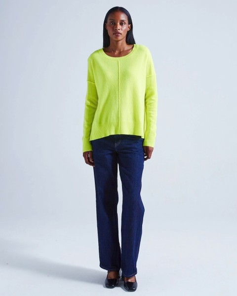 Boxy Casmere Pullover KENZA in Neon Gelb