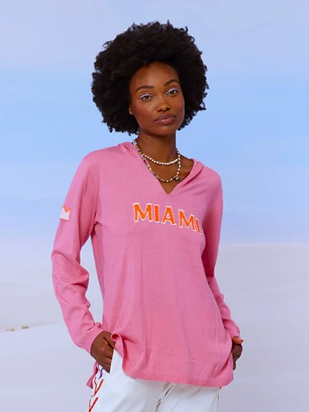 Pullover Colette mit Kapuze und Miami Stickerei Pink