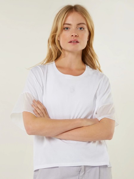 T-Shirt mit Voile Rücken Weiß