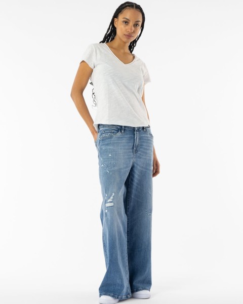 Jeans KALEA mit extra weitem Bein Middle Blue