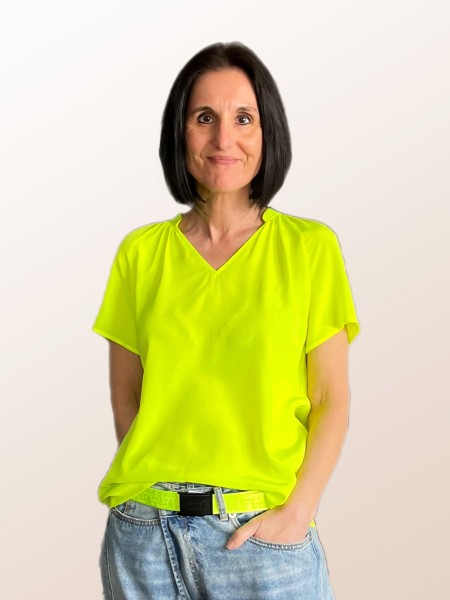 1/2 Arm Blusenshirt Holly aus Seide in Neon Lime