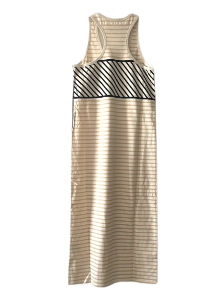 Maxi-Kleid mit Streifen und anders farbigem Rücken