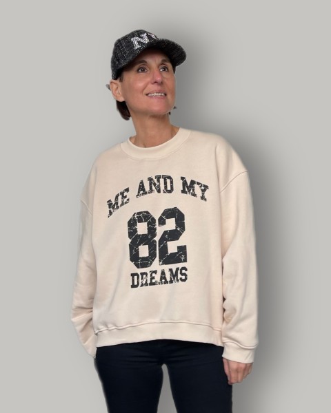 Sweatshirt mit Aufdruck Einheitsgröße in Creme