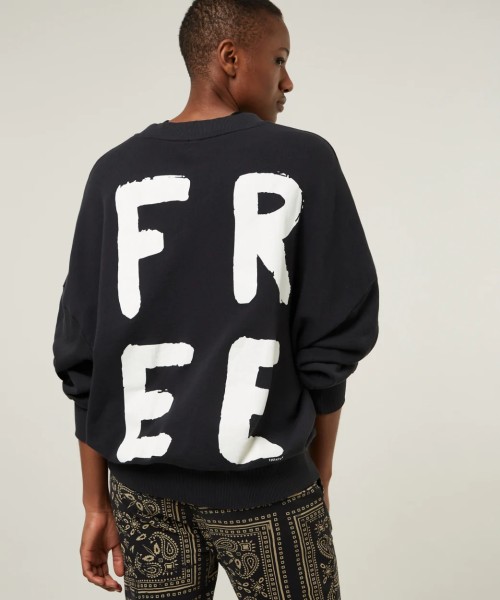 Sweatshirt Rückenprint FREE in Schwarz